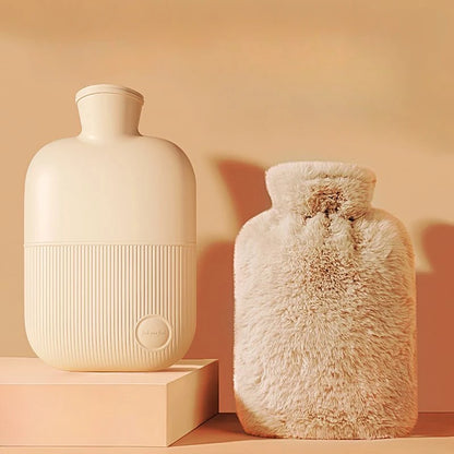 Cozy & Durable Hot Water Bottle With Soft Cloth Cover-1000ml Explosion-Proof,Non-Slip Grip for Perfect for Menstrual Pain Relief