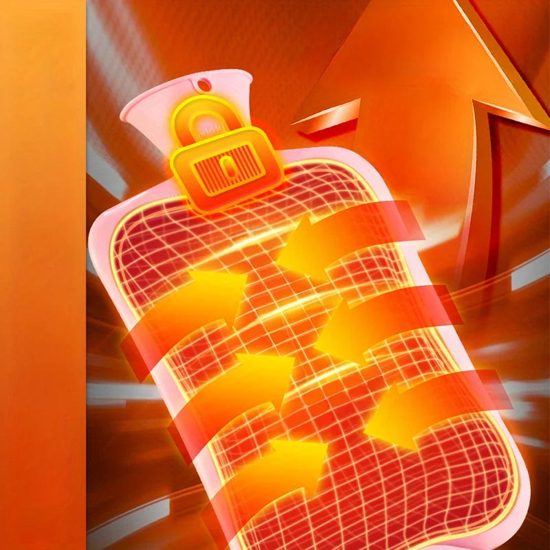 Cozy & Durable Hot Water Bottle With Soft Cloth Cover-1000ml Explosion-Proof,Non-Slip Grip for Perfect for Menstrual Pain Relief